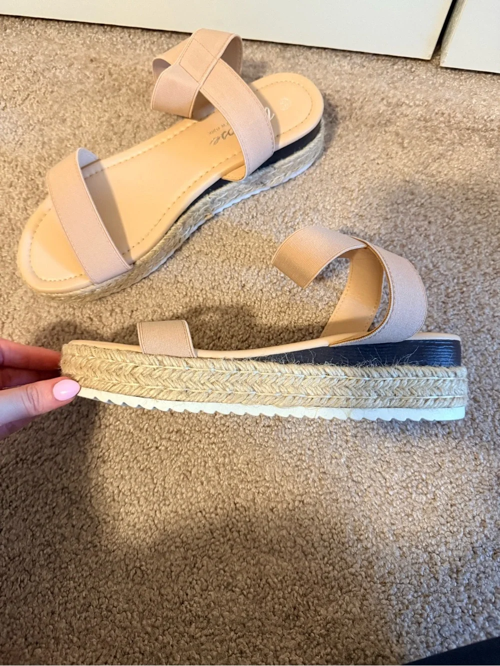 NWT Vepose Blush Nude Espadrille Platform Sandals 9.5